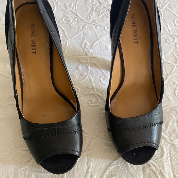 Nine West black chunky peep for pumps 7 - Picture 2 of 6